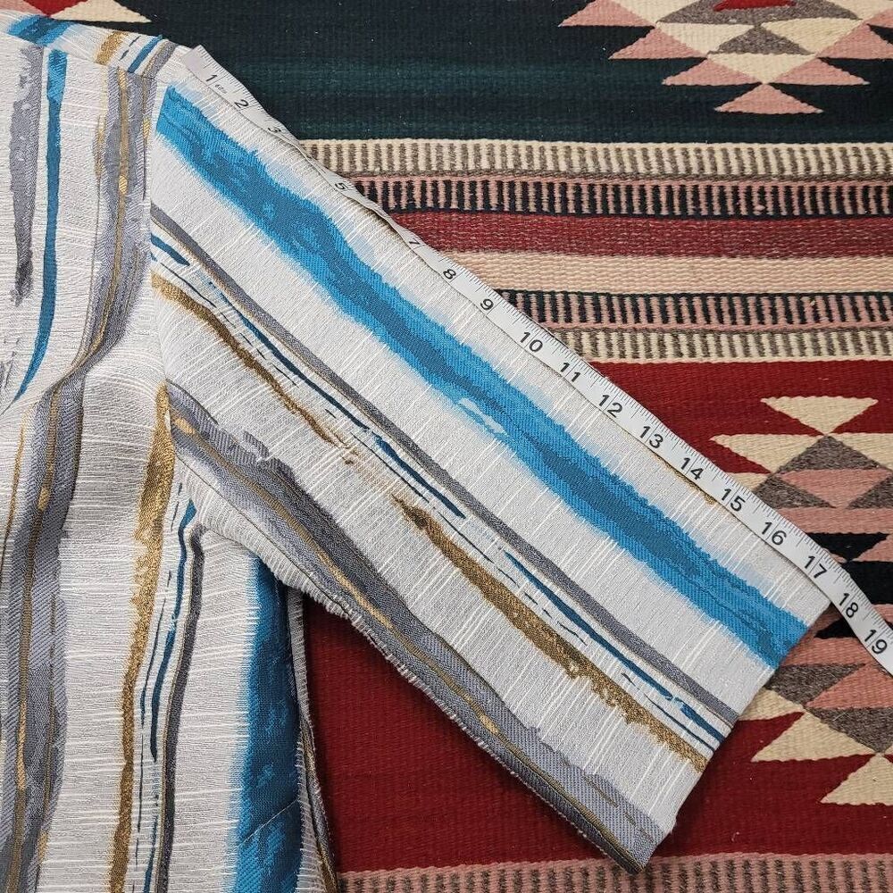 IC by Connie K Open Front Coat Sz XXL‎ Blue Tan Tapestry Neutral Modest Modern - Picture 7 of 8